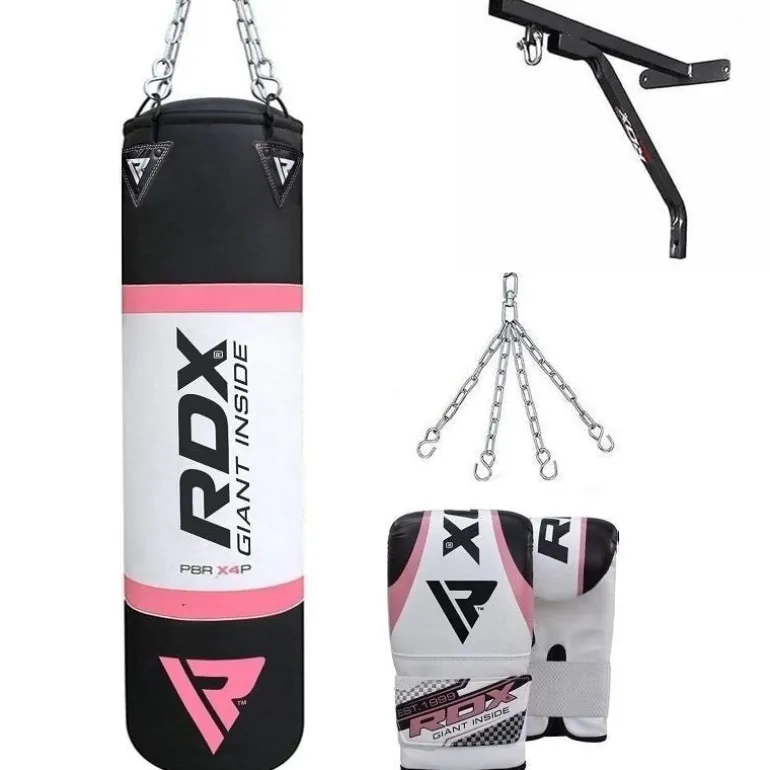 RDX X4 4ft 4-in-1 Punch Bag with gloves & wall Bracket Set