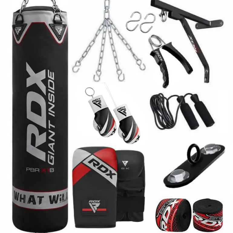 RDX X1 14pc 4ft/5ft Punch Bag with Mitts Home Gym Set